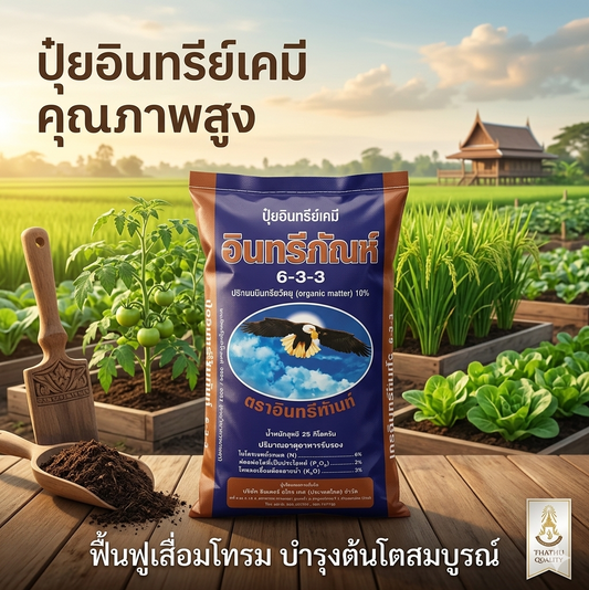 ปุ๋ยอินทรีย์เคมี มูลค้างคาว 6-3-3 น้ำหนัก 25kg